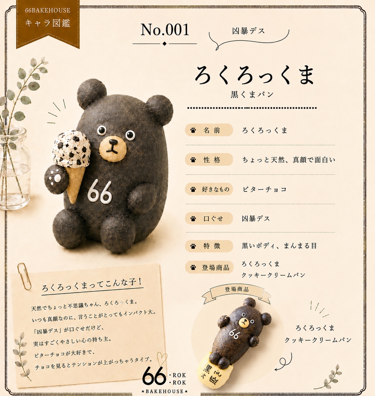 キャラ図鑑 No.001 ろくろっくま